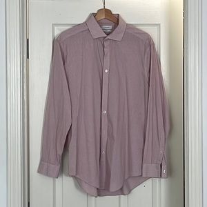 Calvin Klein Red Checkered Slim Fit Dress Shirt (L) 16 1/2 32/33 (Lightly worn)